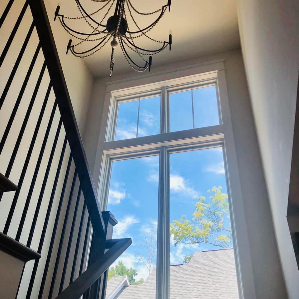 large windows in stairwell