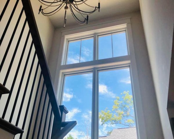 large windows in stairwell